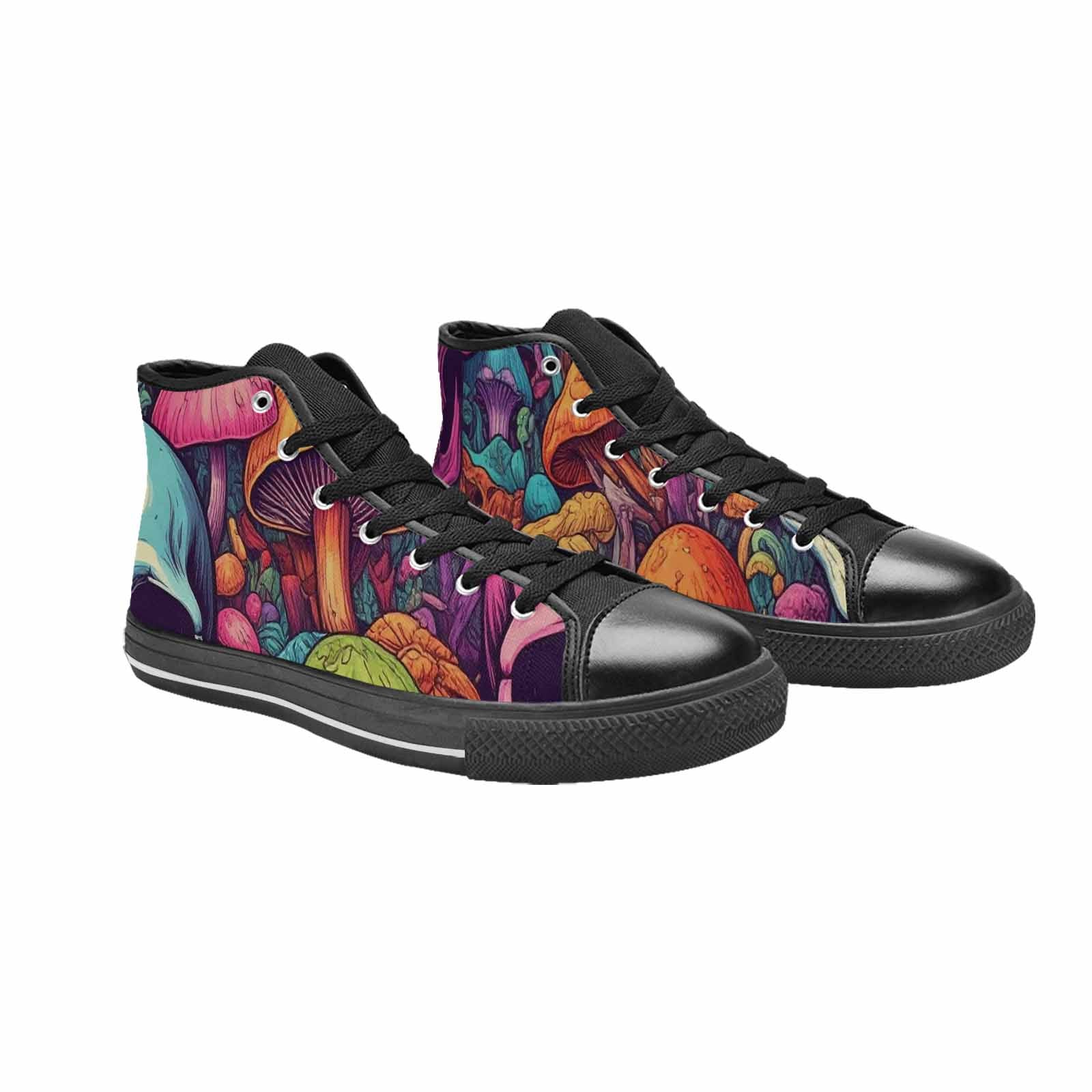 MEN'S Mushroom Skull High Top Canvas Wallpaper Art Custom Shoes