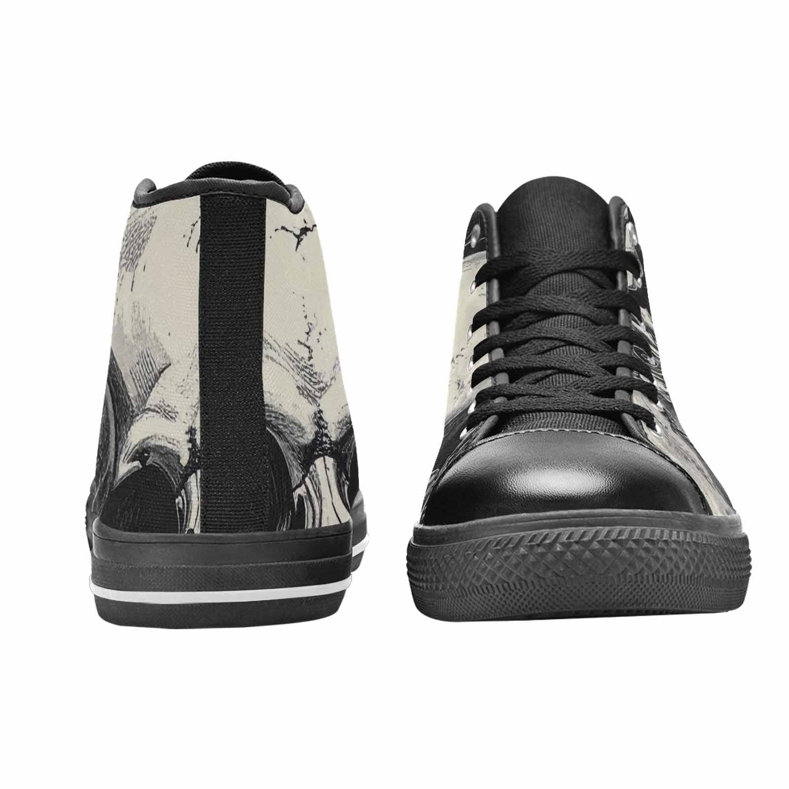 WOMEN'S Skulls Roses Black Ink Alt High Top Canvas Aesthetic Custom Shoes