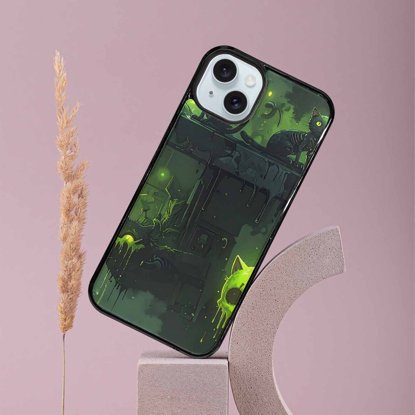 iPhone 15 Plus Case — Toxic Melting Skeleton Cats Small Toxic, Original Design Phone Case