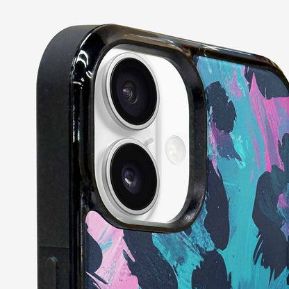 iPhone 16 Plus Case — Leopard Neon Pink Teal Airbrush, Custom Made Phone Cover