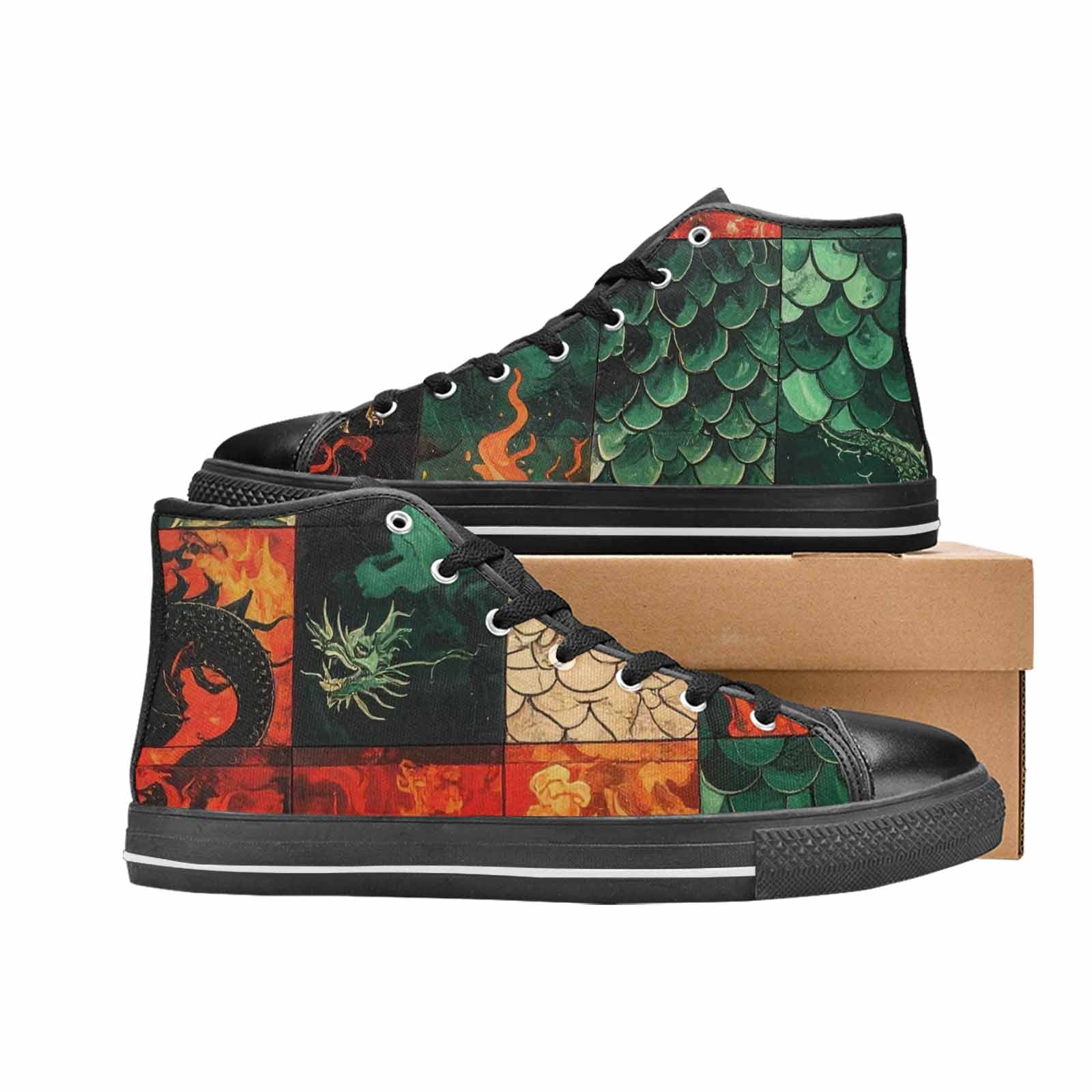 WOMEN'S Dragon Scale Fantasy High Top Canvas Cottagecore Custom Sneakers
