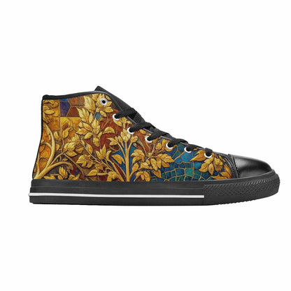 WOMEN'S Klimt-Style Gold Leaf High Top Canvas Cottagecore Sneakers