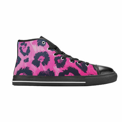 MEN'S Leopard Neon Pink Teal Airbrush High Top Canvas Y2K Custom Sneakers