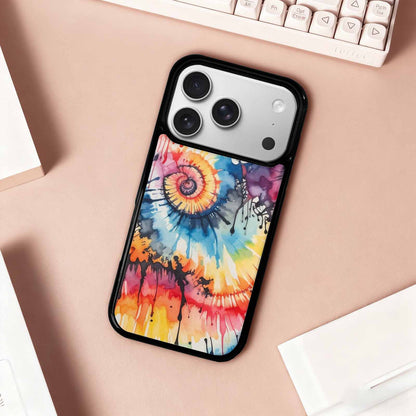 iPhone 17 Pro Case — Tie Dye Swirls Black Red Tie, Unique Phone Case Design