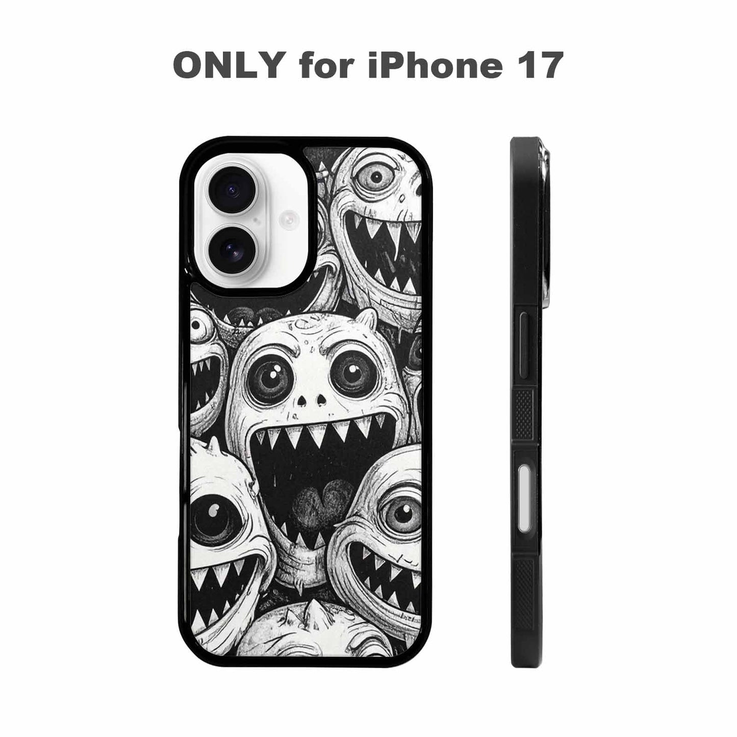 iPhone 17 Case — Black And White Monster Original Art, Custom Art Phone Cover