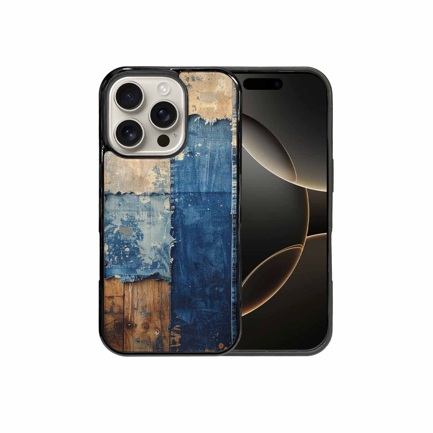 iPhone 16 Pro Case — Denim Distressed Textures Print Edge To, Custom Print Case Cover