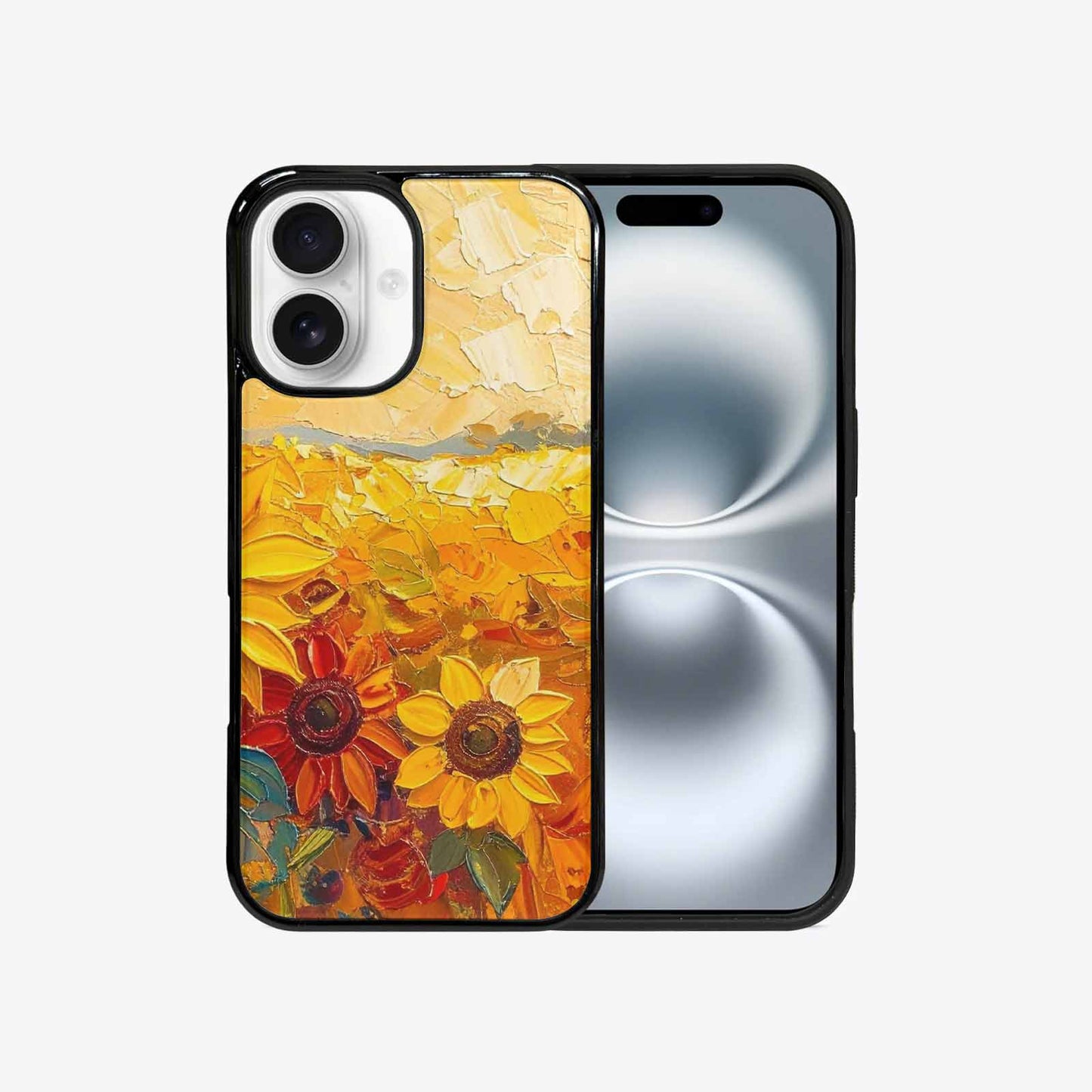 iPhone 16 Case — Impressionist Sunflower Brushstroke Pattern Hundreds Of, Customized Protective Case