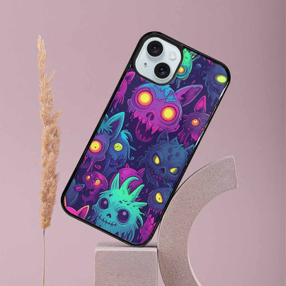 iPhone 15 Plus Case — Mixed Toxic Glow Creature Pattern Hundreds, Custom Designed Case Cover