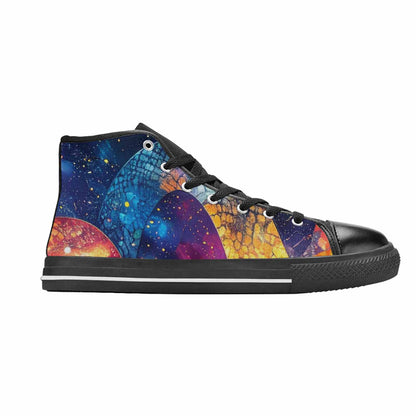 MEN'S Galaxy Snake Print High Top Canvas Wallpaper Art Custom Shoes