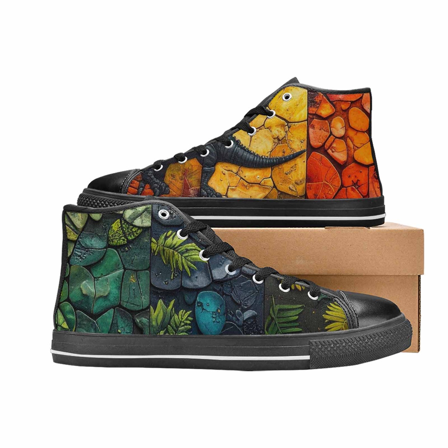 WOMEN'S Dinosaur Silhouette High Top Canvas Aesthetic Custom Shoes