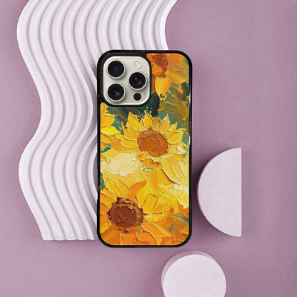 iPhone 16 Pro Max Case — Impressionist Sunflower Brushstroke Pattern Hundreds Of, Personalized Phone Case
