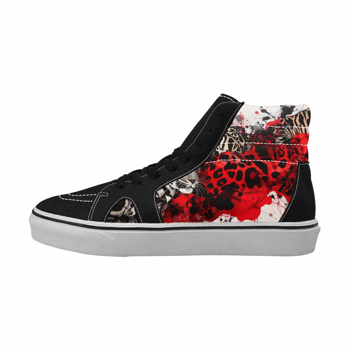 MEN'S Animal Print (black & High Top Canvas Vivid Custom Sneakers