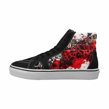 MEN'S Animal Print (black & High Top Canvas Vivid Custom Sneakers