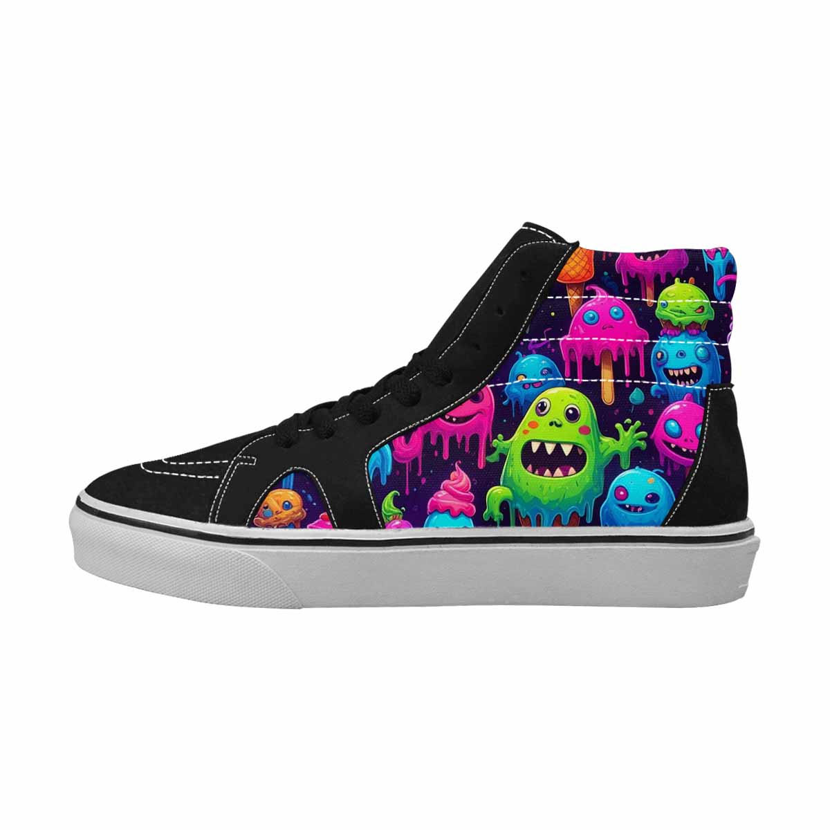 MEN'S Ice Cream Monsters  High Top Canvas Vibrant Chaos Sneakers