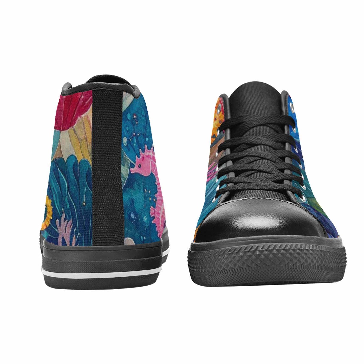 MEN'S Fish Scale Coral High Top Canvas Vibrant Chaos Sneakers