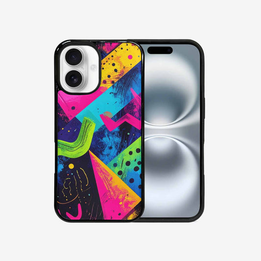 iPhone 16 Case — Memphis Squiggles Triangles Dots Personalized Phone, Custom Made Phone Cover