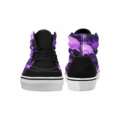 MEN'S Monochrome Purple Skeletons × High Top Canvas Melting Art Custom Sneakers