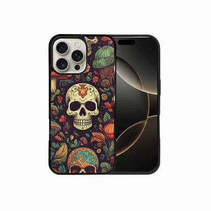 iPhone 16 Pro Max Case — Mushrooms And Skulls, Custom Art Phone Cover