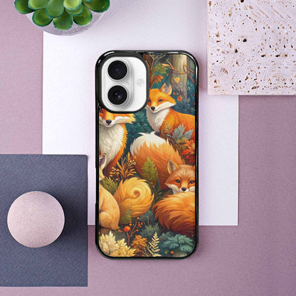 iPhone 16 Case — Fox Forest Fox Forest Pattern Hundreds, Custom Designed Case Cover