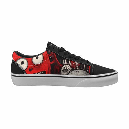 WOMEN'S Monsters Black & Red Ink Canvas Original Design Vibrant Chaos Handmade Custom Shoes