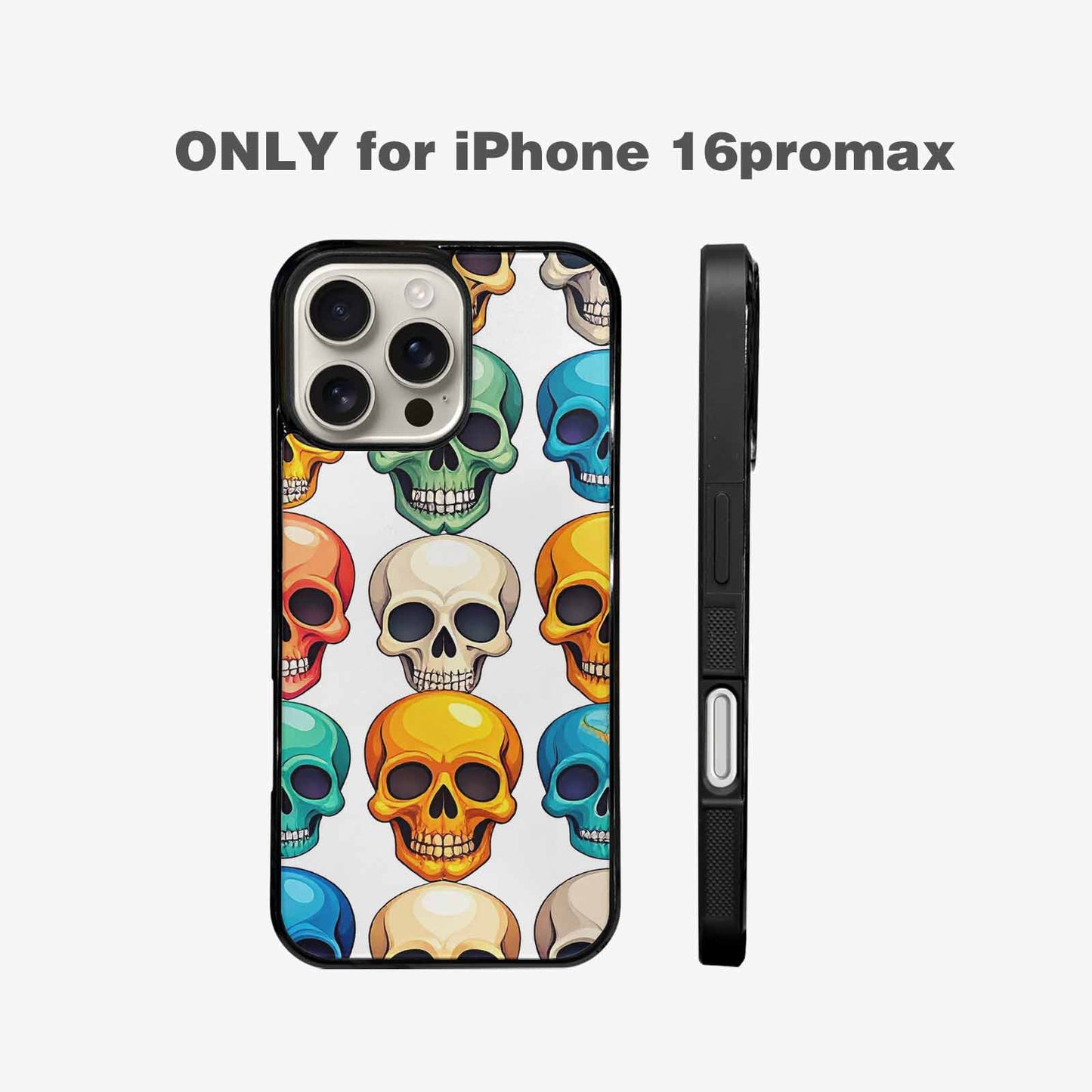 iPhone 16 Pro Max Case — Vibrant Skull Seamless, Original Design Phone Case