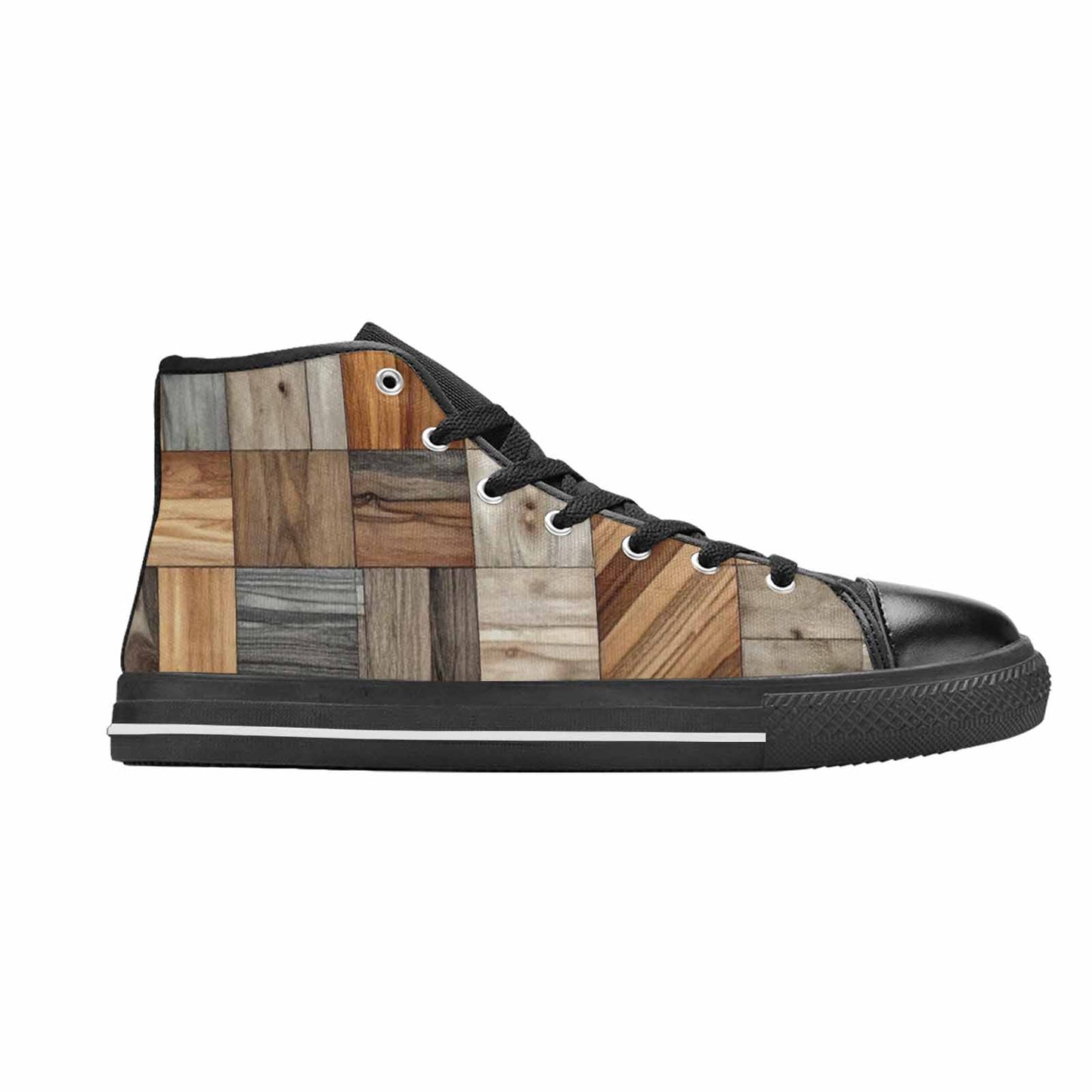 MEN'S Wood Grain Texture High Top Canvas Vivid Custom Shoes
