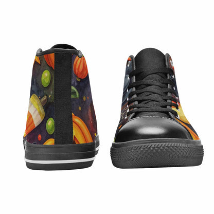 WOMEN'S Halloween High Top Canvas Vibrant Chaos Sneakers