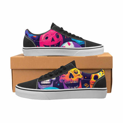 WOMEN'S Skeleton People Face Canvas Lace-Up Aesthetic Custom Sneakers