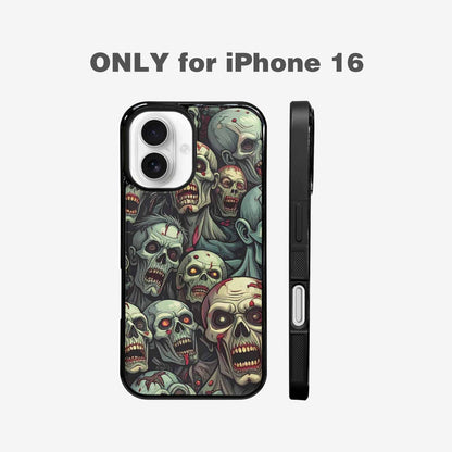 iPhone 16 Case — Zombie Head Pattern Hundreds Of Small, Custom Phone Case
