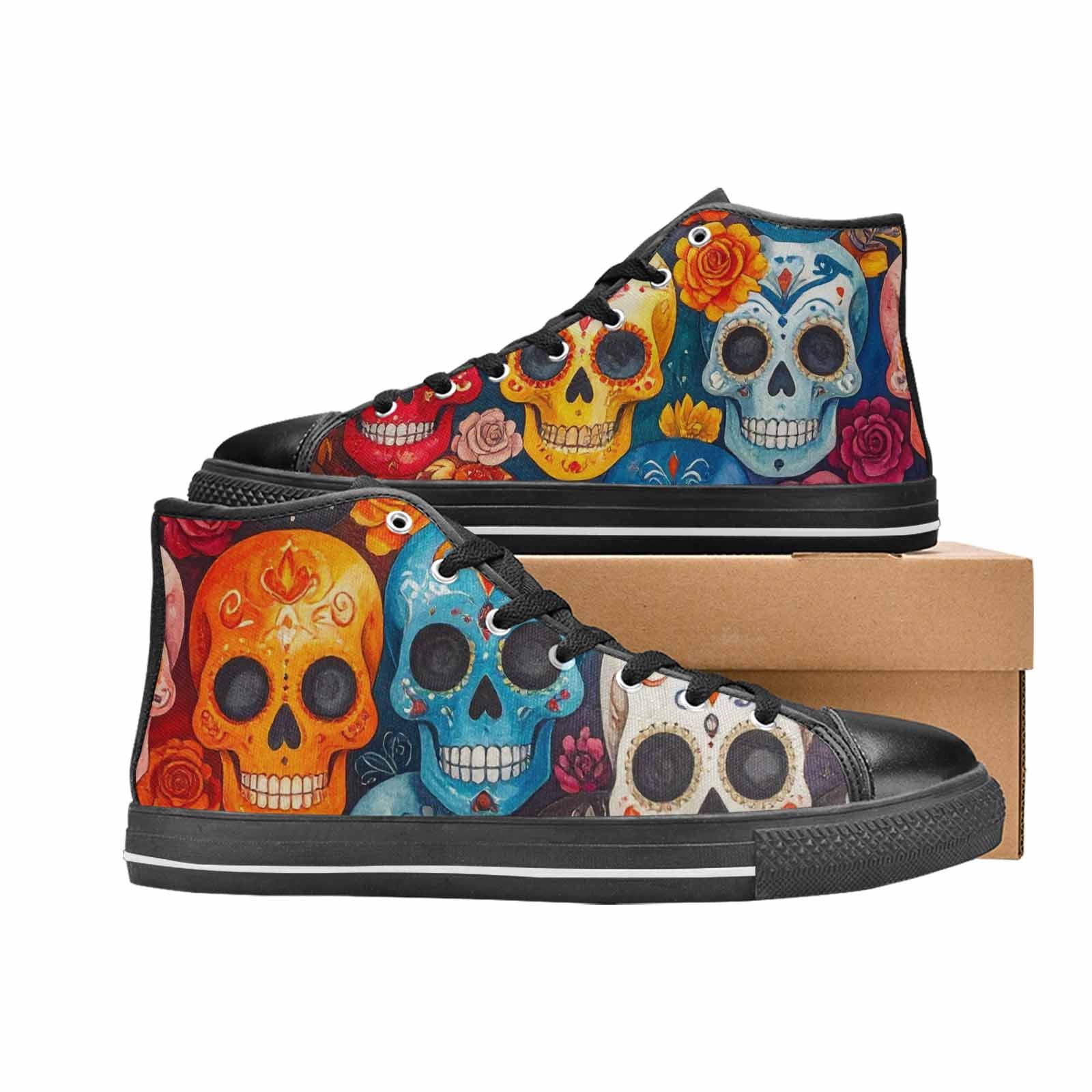WOMEN'S Skull High Top Canvas Aesthetic Custom Sneakers