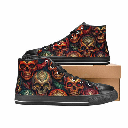 WOMEN'S Snake Skulls Print High Top Canvas Neon Fantasy Sneakers