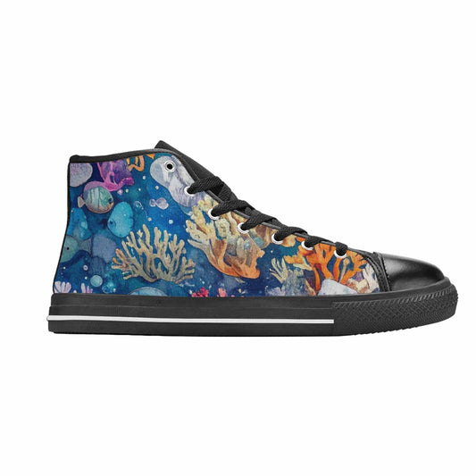 WOMEN'S Fish Scale Coral High Top Canvas Dark Academia Custom Shoes