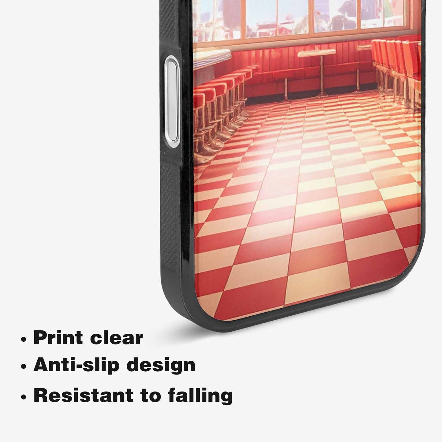 iPhone 16 Case — 1950s Diner Cartoon Art Pattern, Custom Phone Case