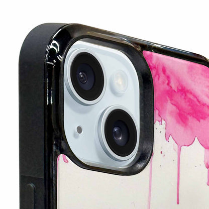 iPhone 15 Plus Case — Sunflower Burst Black Pink Ink Sunflowers, Custom Art Phone Cover