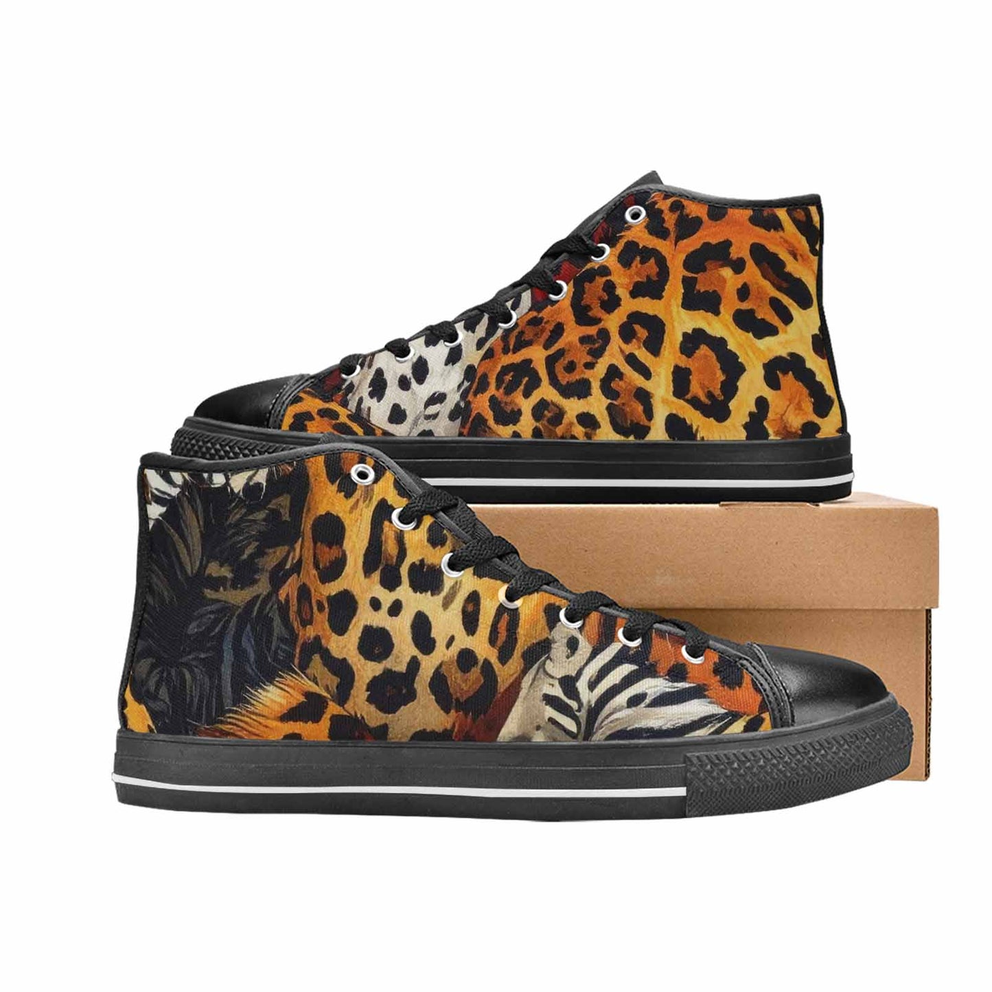 MEN'S Animal Print High Top Canvas Vivid Custom Sneakers