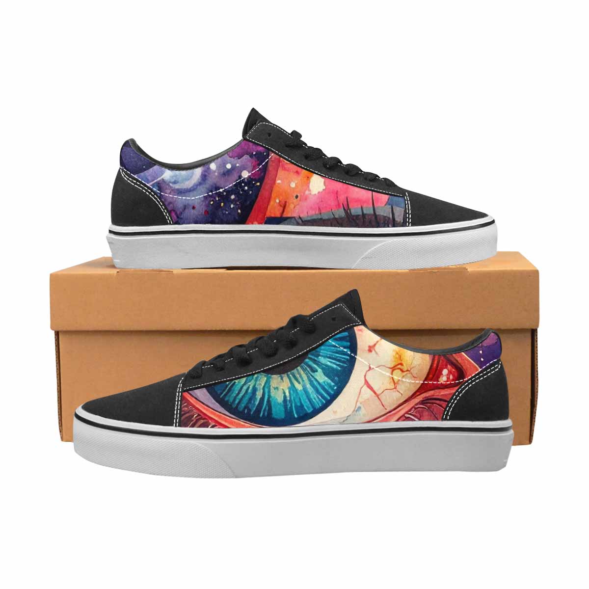MEN'S Cartoon Eyeballs Galaxy Canvas Lace-Up Neon Fantasy Sneakers