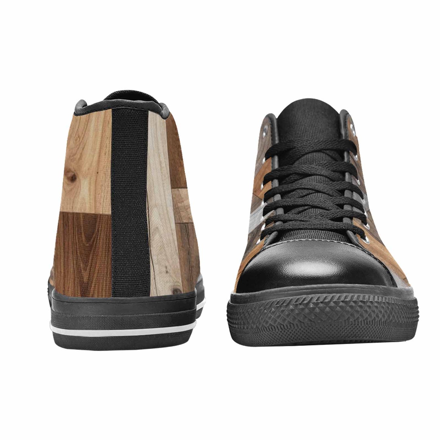 MEN'S Wood Grain Texture High Top Canvas Vivid Custom Sneakers