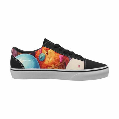 WOMEN'S Ice Cream Monsters  Lace-Up Canvas Melting Art Sneakers