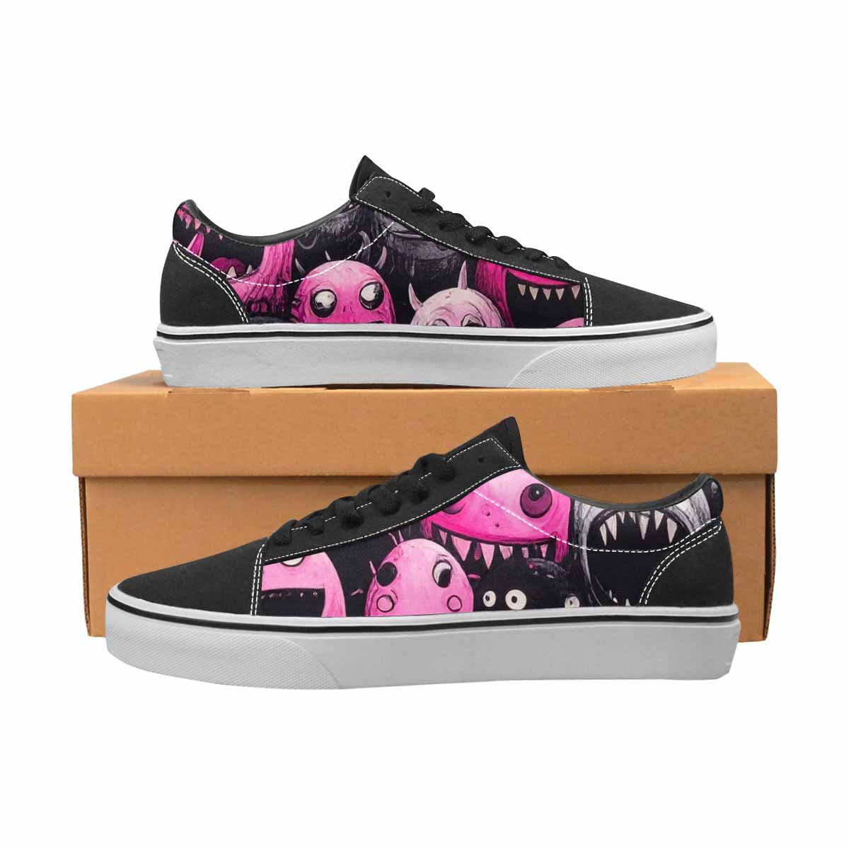 WOMEN'S Monsters (general) Lace-Up Canvas Wallpaper Art Custom Sneakers