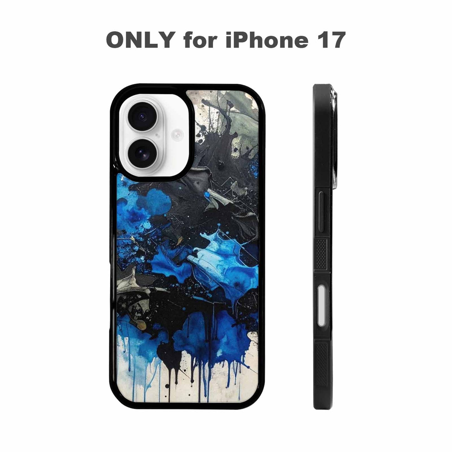 iPhone 17 Case — Black &amp; Blue Ink Camo, Custom Phone Case
