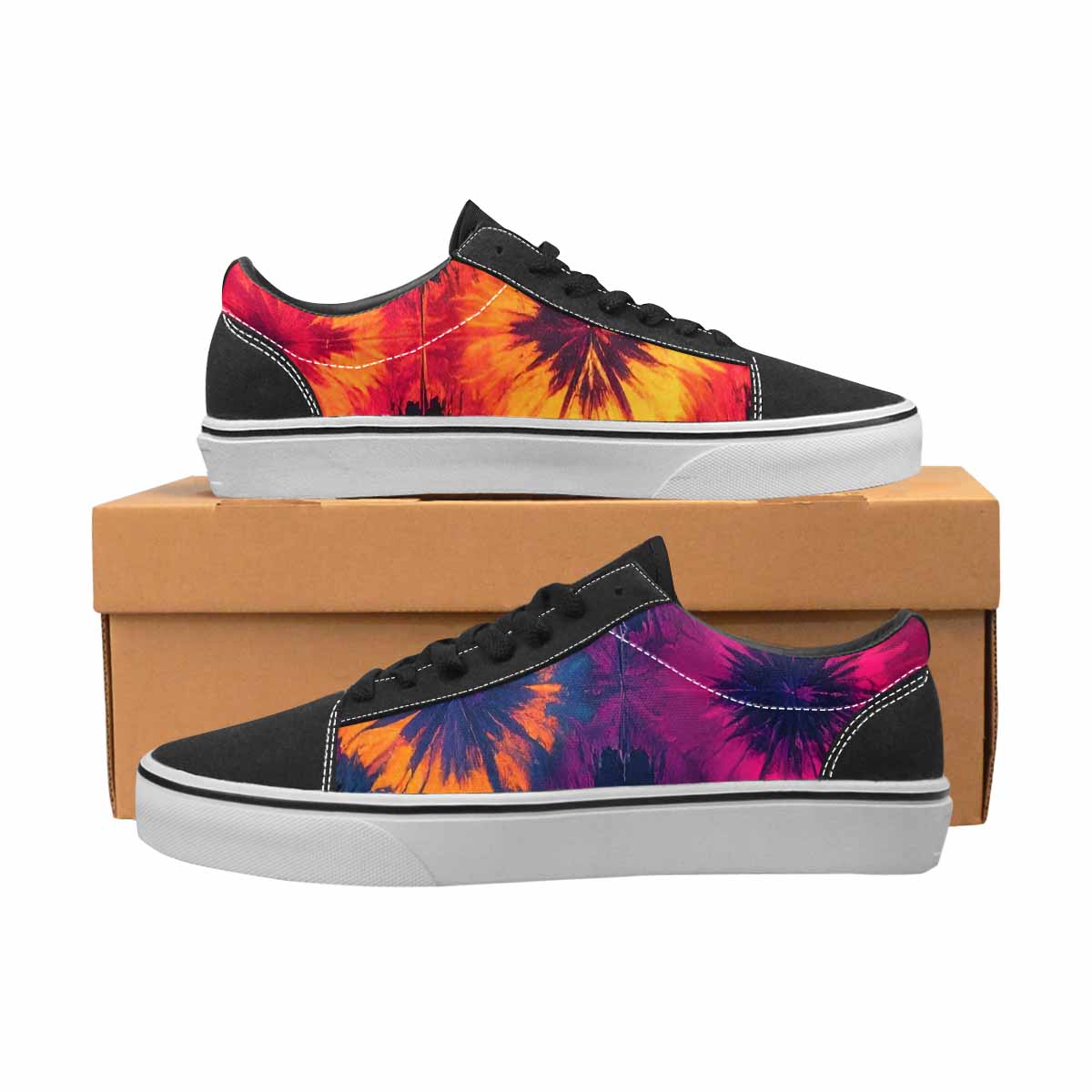 WOMEN'S Tie Dye Dark Canvas Lace-Up Wallpaper Art Sneakers