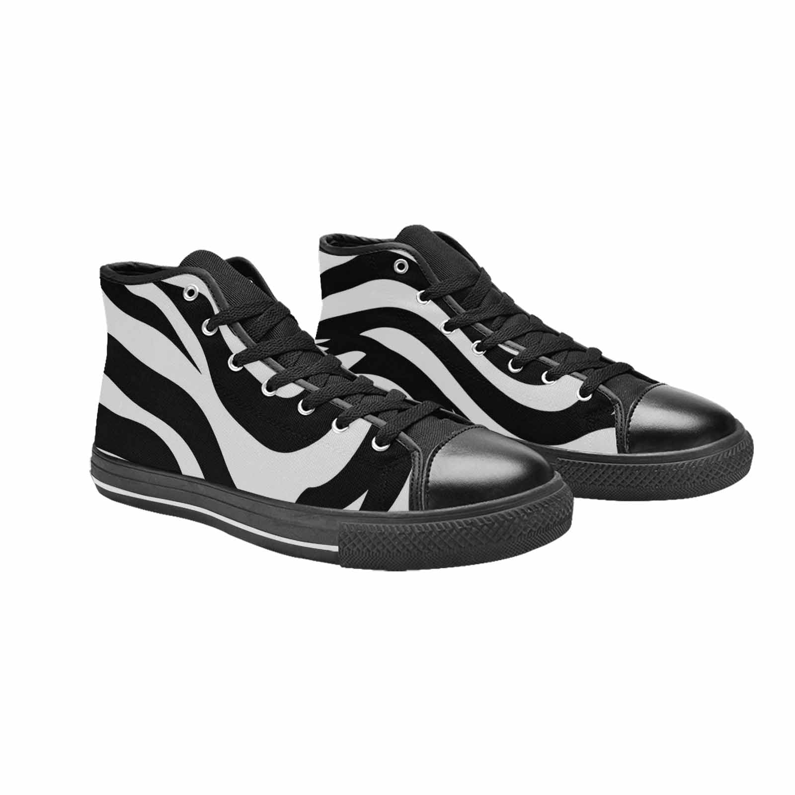 MEN'S Zebra Print Black White High Top Canvas Y2K Custom Shoes