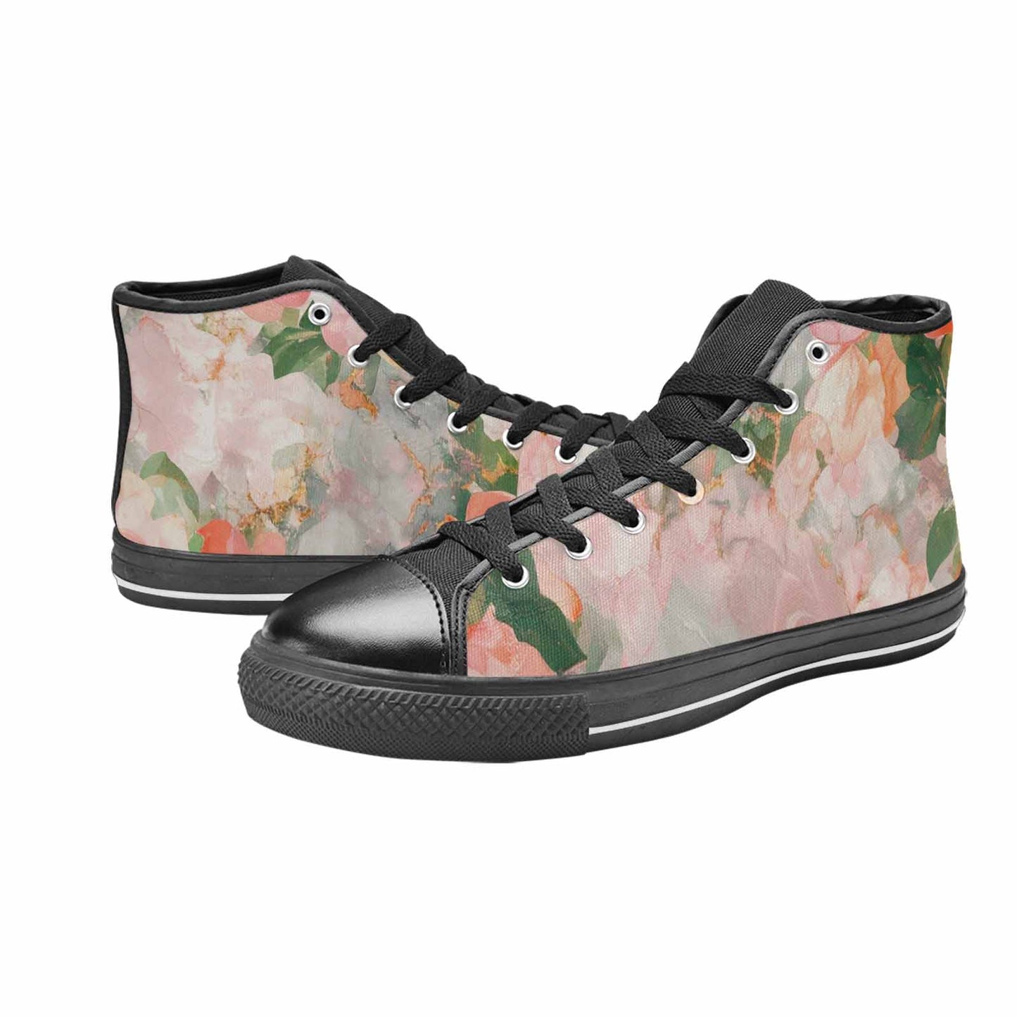 WOMEN'S Marble Floral High Top Canvas Neon Fantasy Custom Shoes