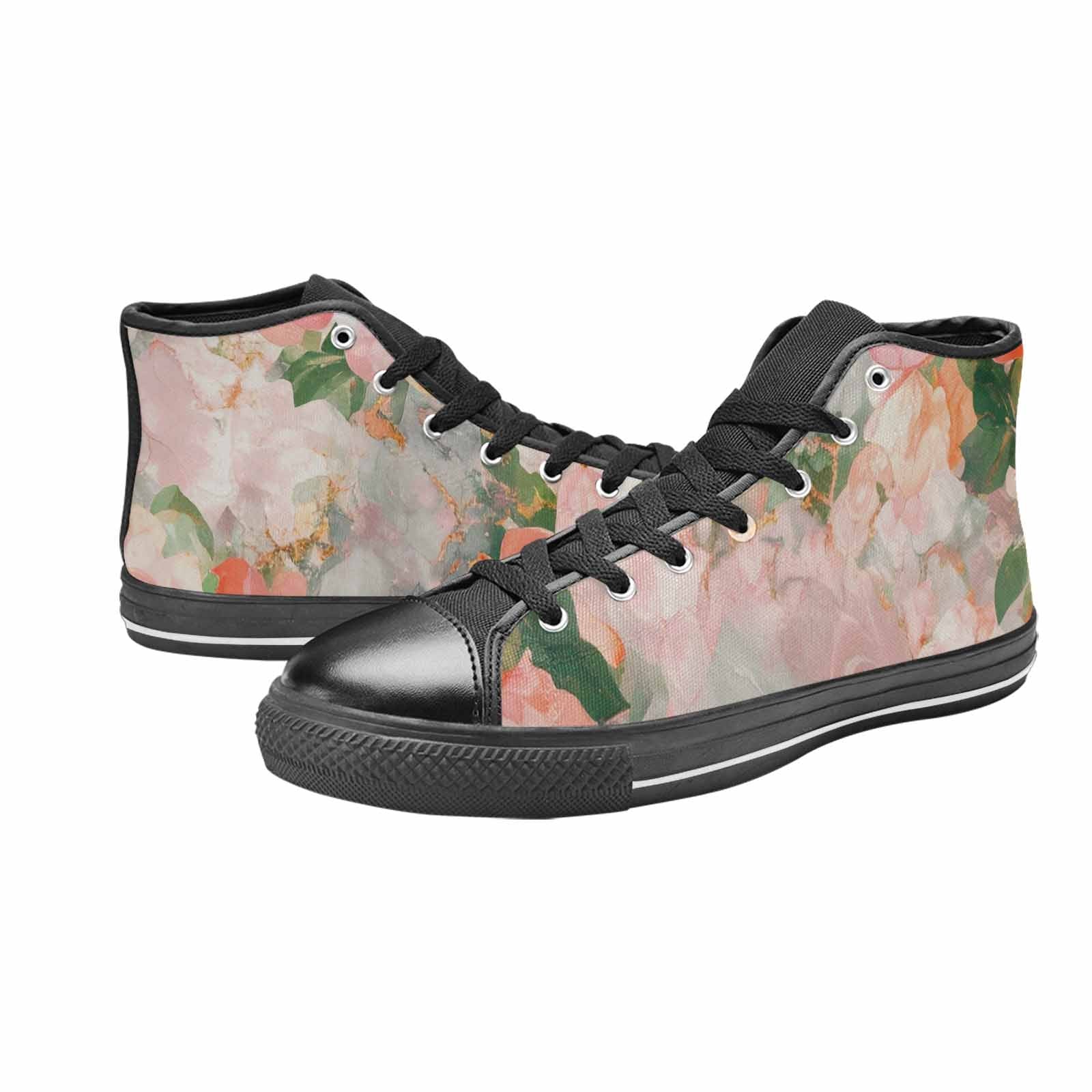 WOMEN'S Marble Floral High Top Canvas Neon Fantasy Custom Shoes