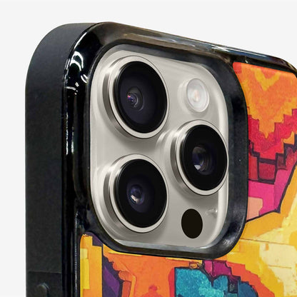 iPhone 16 Pro Max Case — Pixel Art 8 Bit Burst Pattern, Custom Print Case Cover