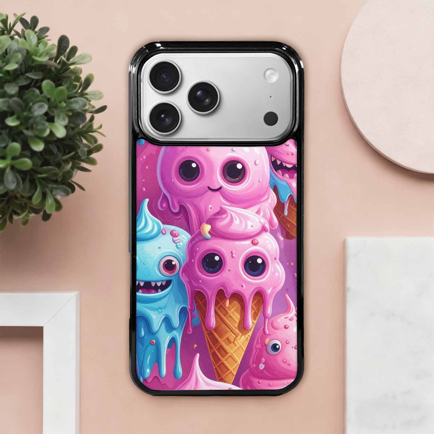 iPhone 17 Pro Max Case — Melting Icecream Cone Monster Original Art, Custom Made Phone Cover