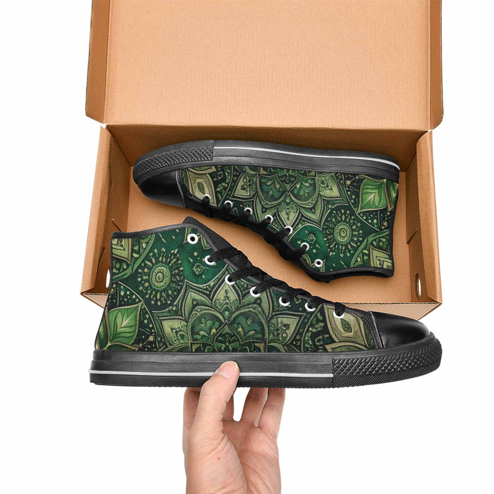 WOMEN'S Mandala High Top Canvas Neon Fantasy Shoes