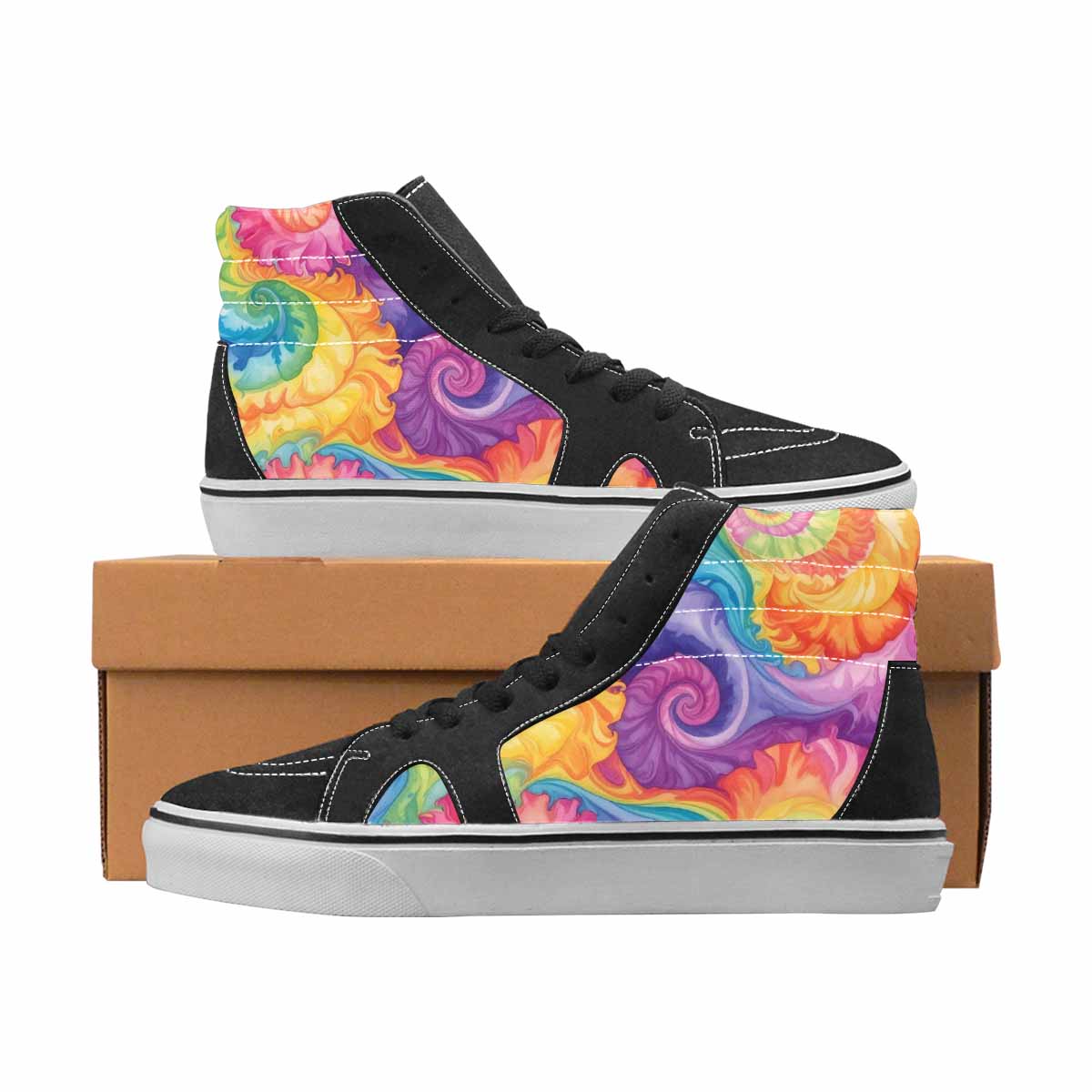 WOMEN'S Tie Dye High Top Canvas Graphic Print Y2K Custom Printed Shoes