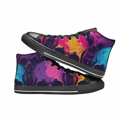 MEN'S Skulls Splatter Comic High Top Canvas Surreal Custom Sneakers
