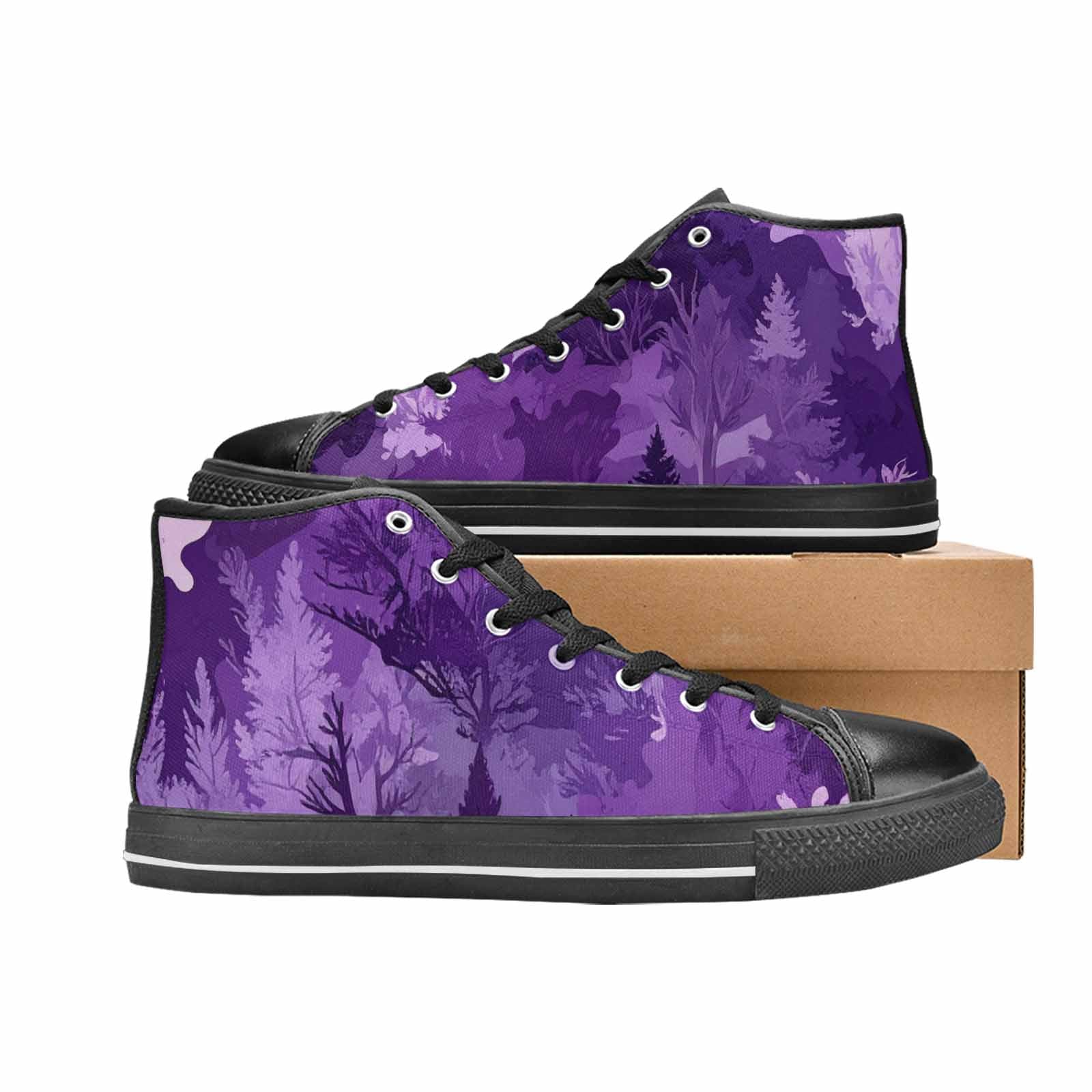 WOMEN'S Military Camouflage Blotch High Top Canvas Vibrant Chaos Shoes